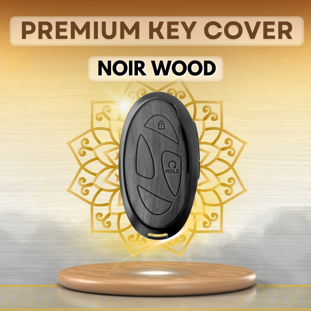 Hyundai Noir Wood Car Key Cover with Keychain (Type M8)