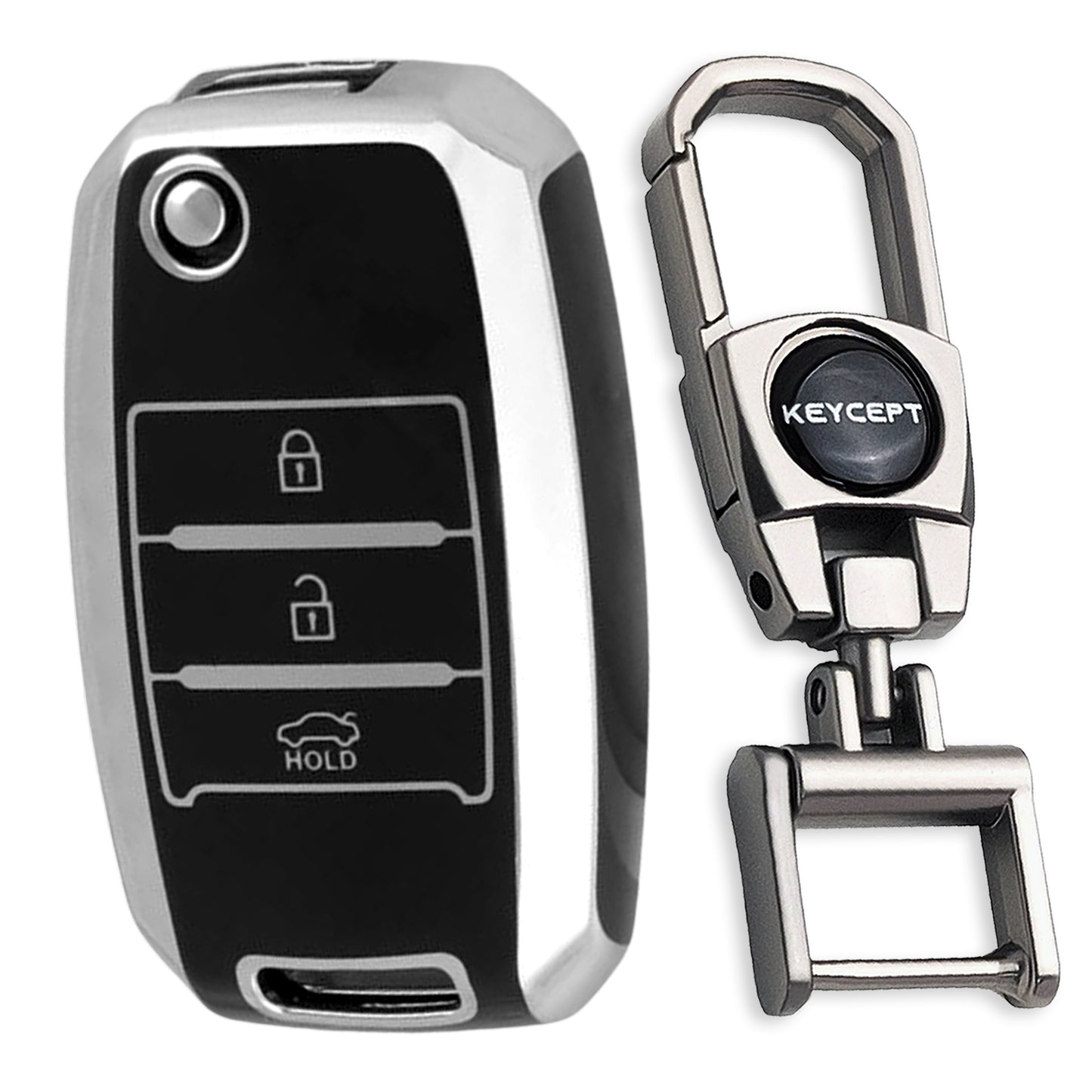 Kia Silver Line TPU Key Cover with Keychain