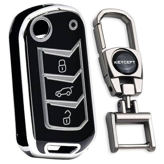 Silver Line TPU Key Cover with Keychain (Type 2)