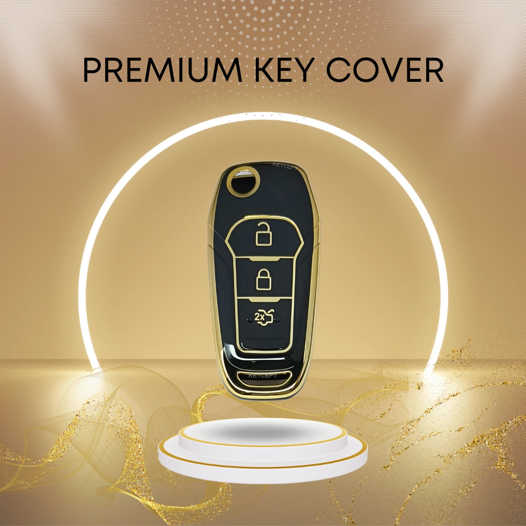 ford figo aspire endeavour 3b flip tpu black gold car key case keychain