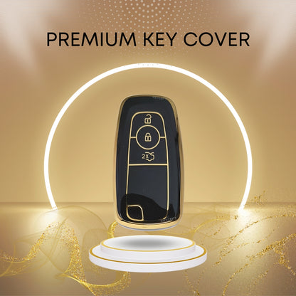 ford figo aspire endeavour 3b smart tpu black gold key case keychain