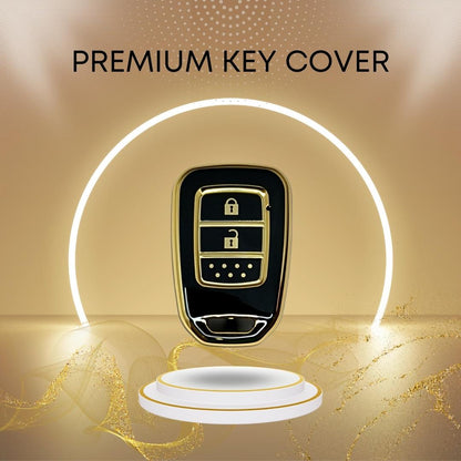 honda city jazz amaze 2 button remote tpu black gold key cover case