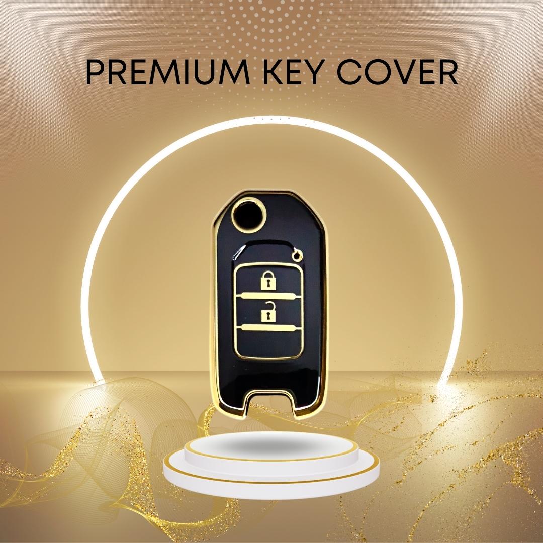 honda city wr-v 2 button flip tpu black gold key cover