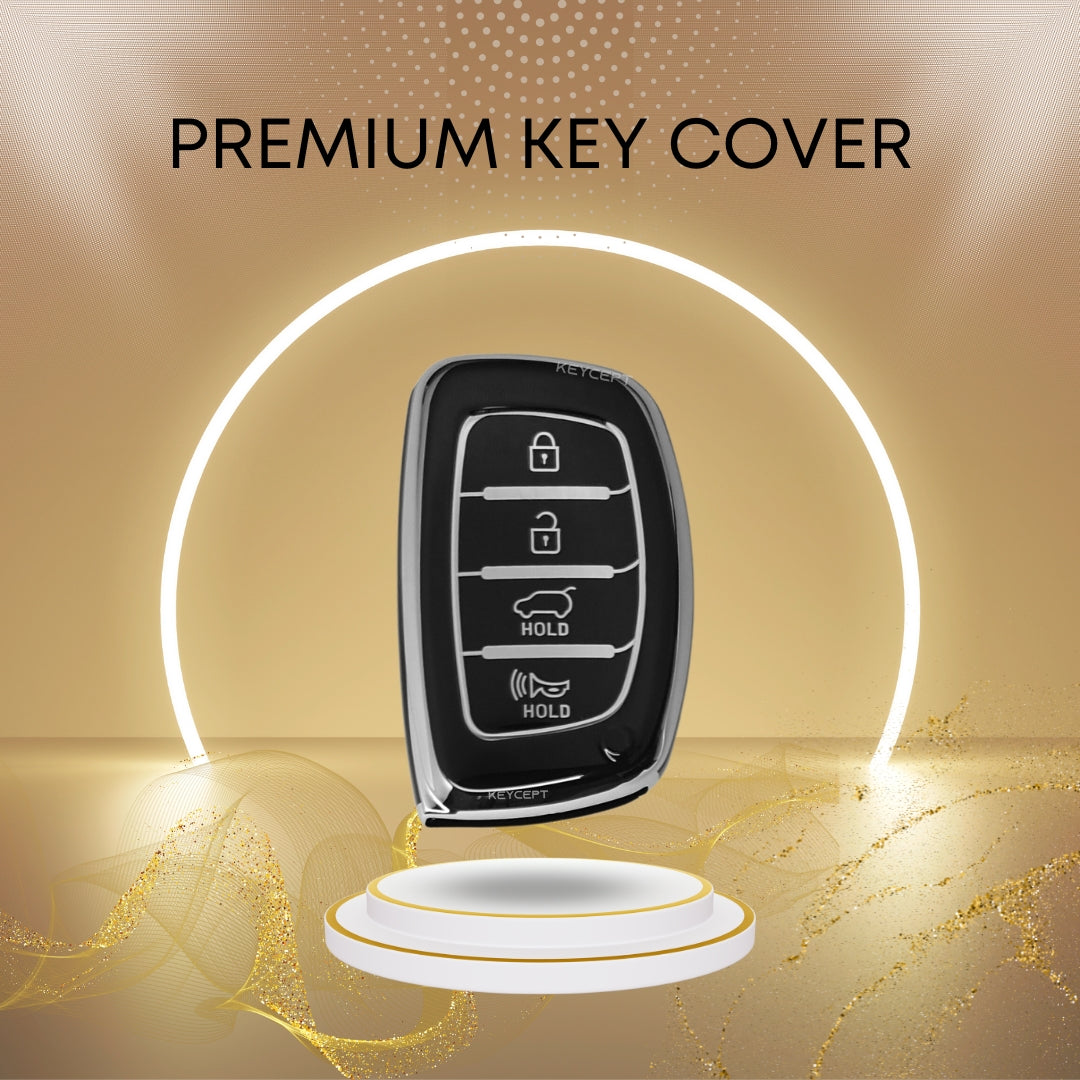 Flip Key Fob Cover Case With Keychain – Fits Hyundai Tucson, Accent, Venue, Elantra SE (Gray)