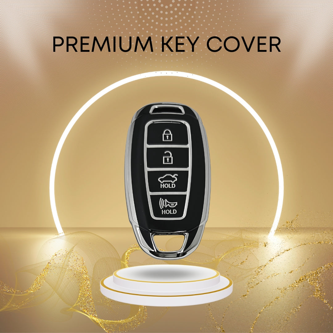 hyundai verna 4b smart tpu black silver key case accessories
