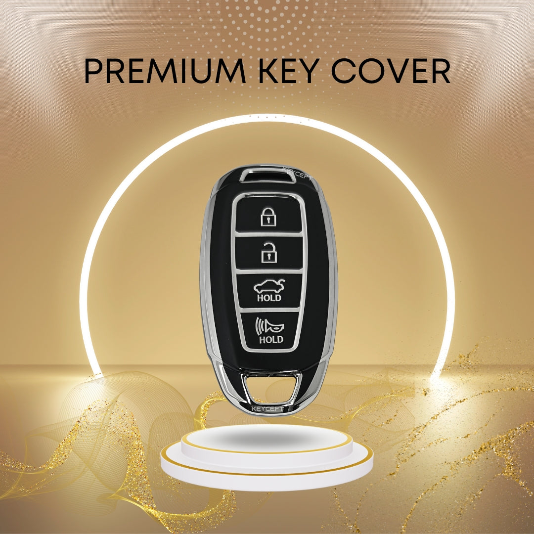 hyundai verna 4b smart tpu black silver key case accessories keychain