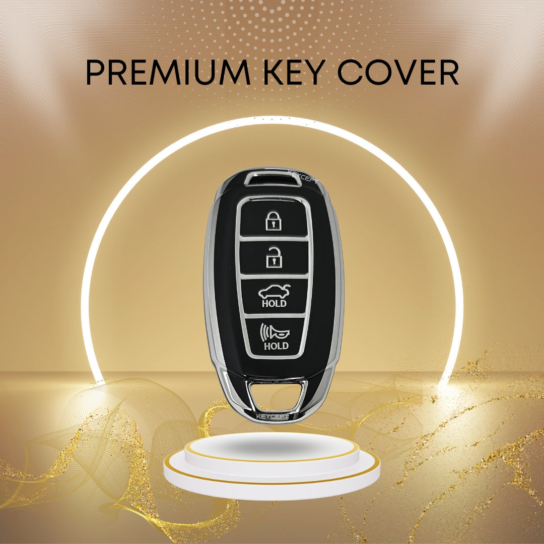 Hyundai Silver Line TPU Key Cover with Keychain