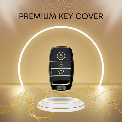 kia seltos smart 3button tpu black gold key accessories keychain