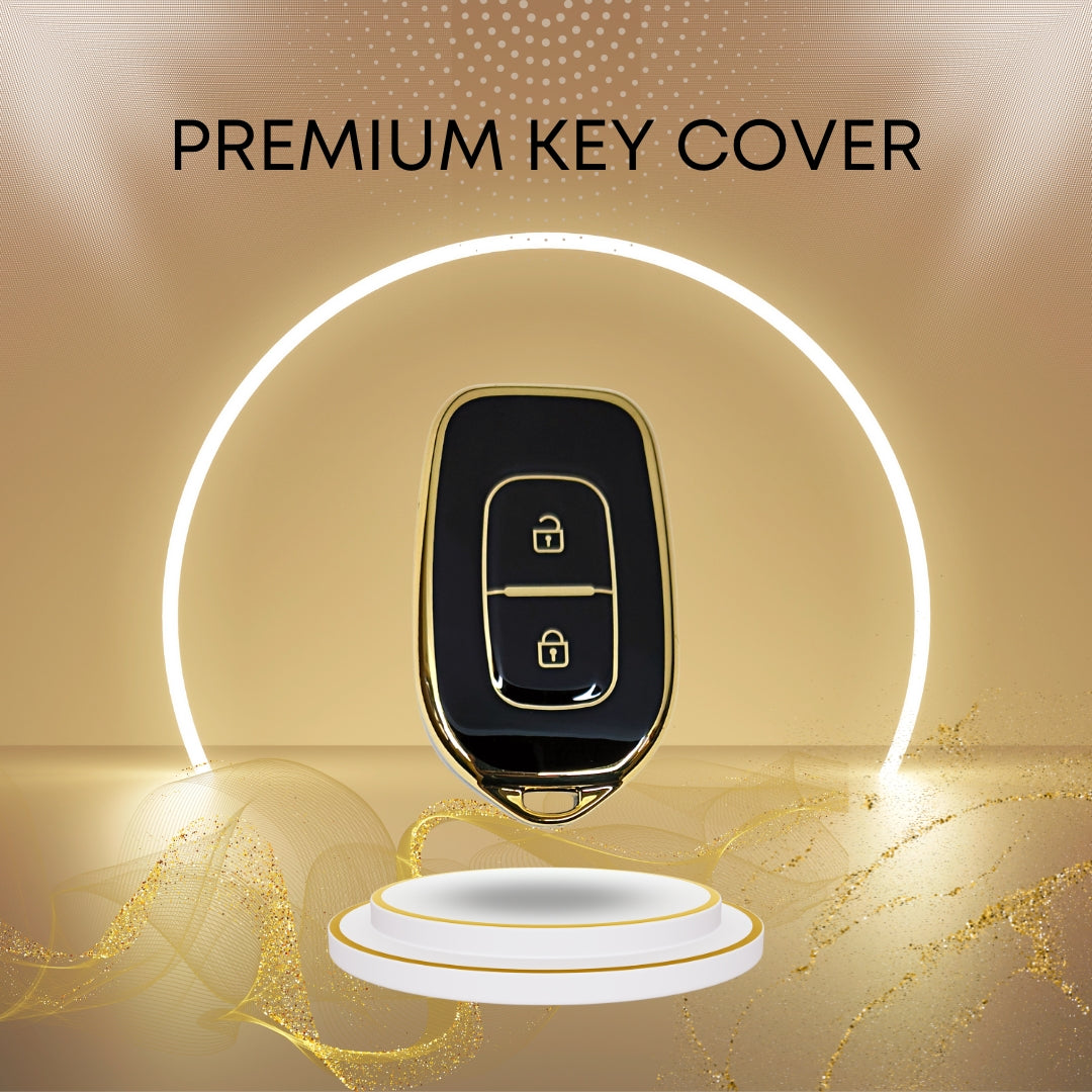 renault kwid kiger duster 2 button remote tpu black gold key cover accessories