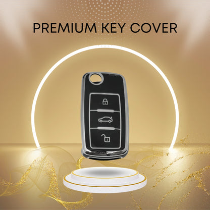 skoda octavia laura fabia 3b flip key tpu black silver key case accessories