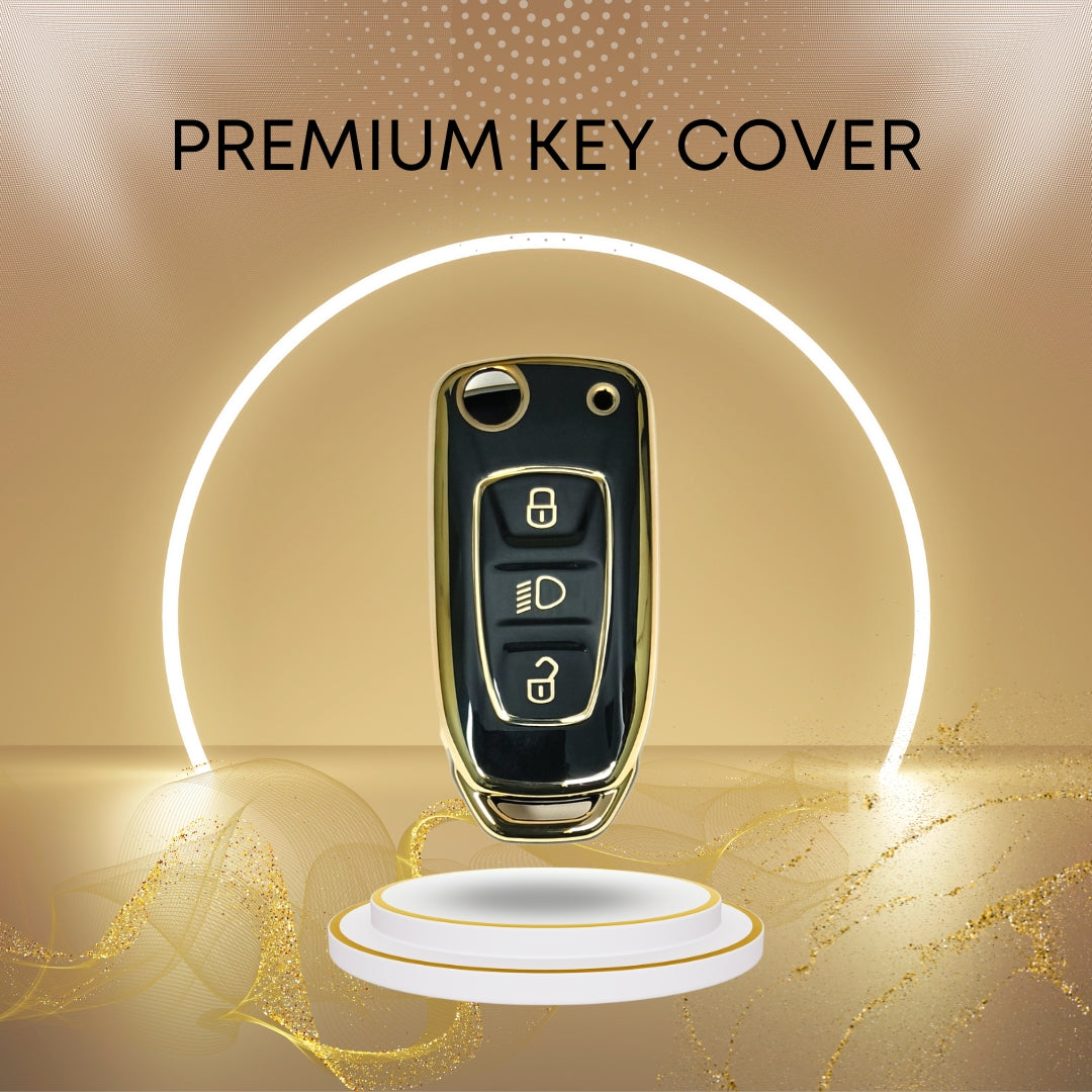 tata zest nexon hexa tiago 3 button flip tpu black gold key cover case accessories