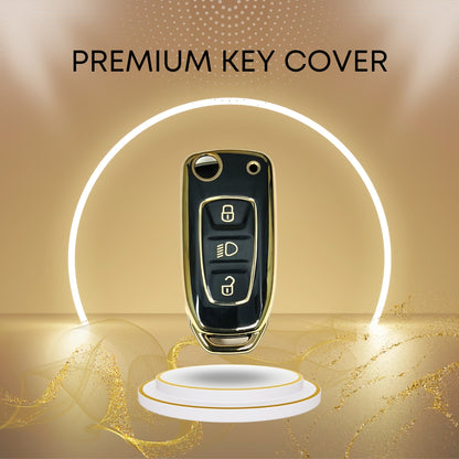 tata zest nexon hexa tiago 3 button flip tpu black gold key cover case accessories