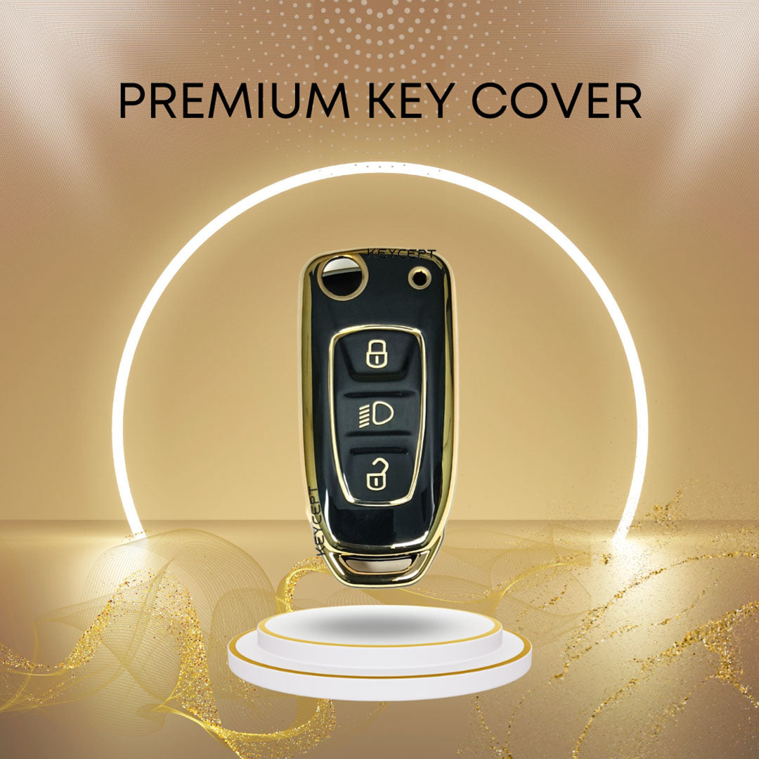 tata zest nexon hexa tiago 3b flip tpu black gold key cover case accessories keychain