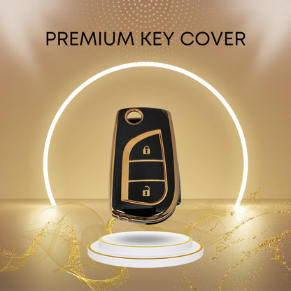 toyota corolla innova crysta 2b flip black gold key accessories keychain