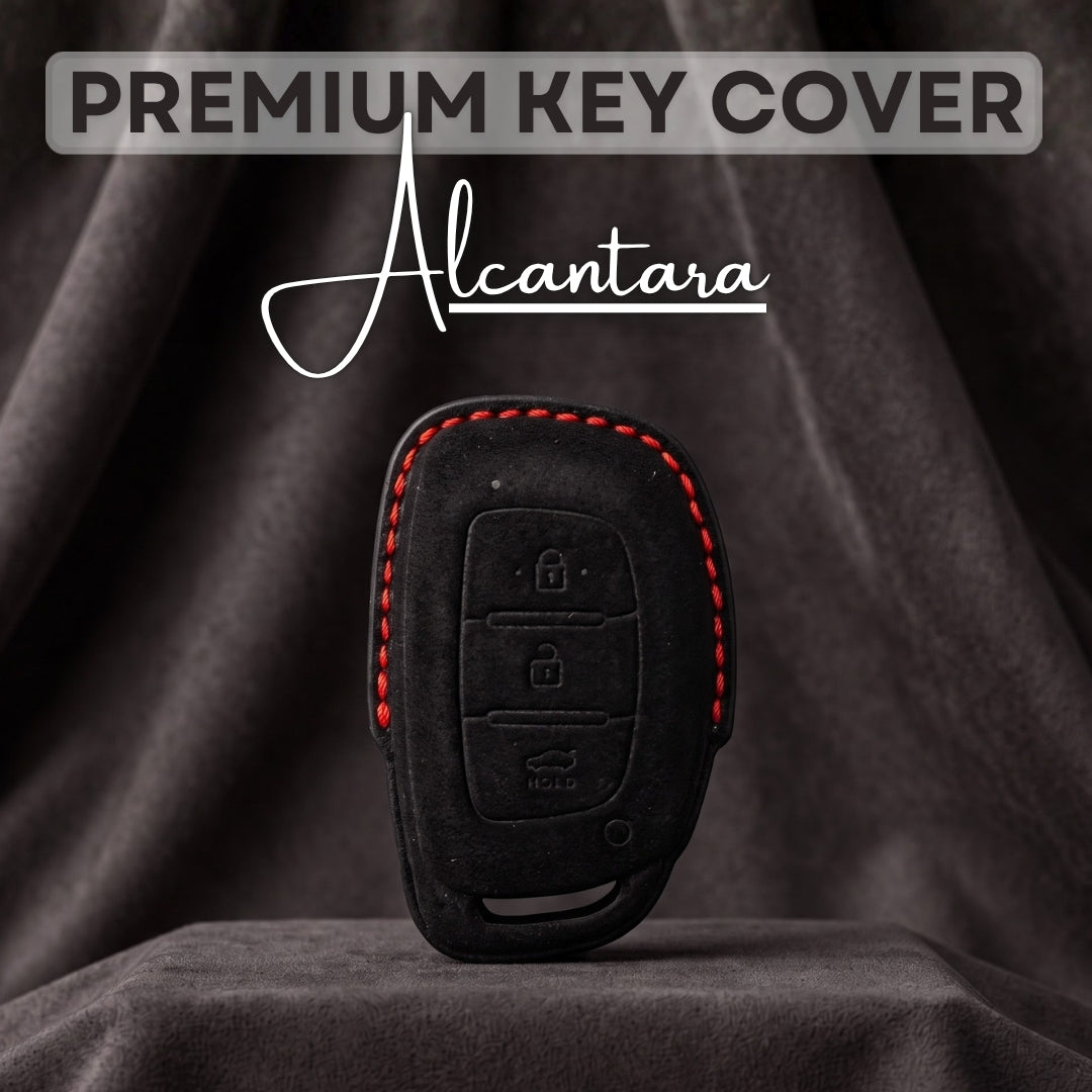 Hyundai Alcantara Crest Car Key Cover with Keychain (Type K10)