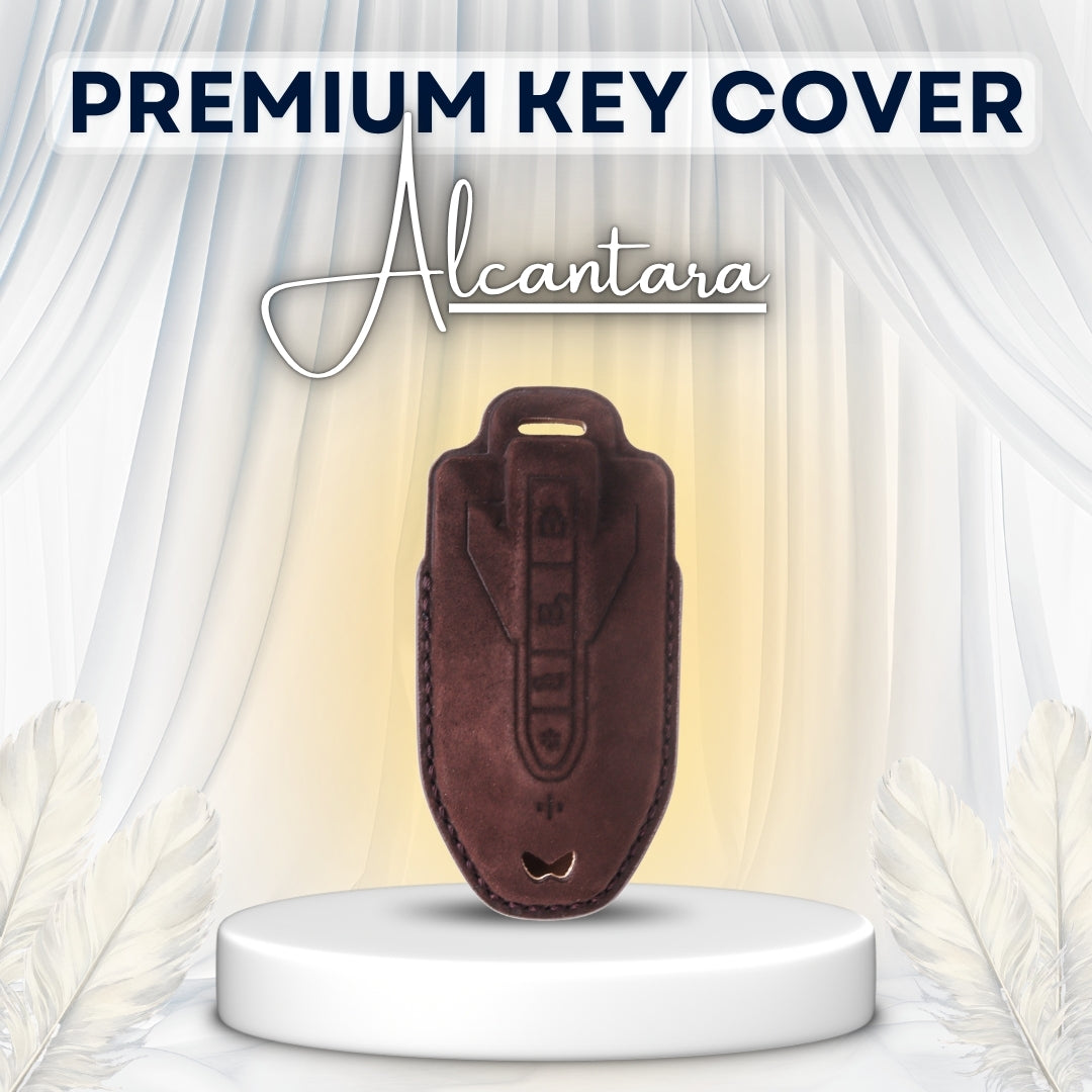 Mahindra Alcantara Crest Car Key Cover with Keychain (Type K10)