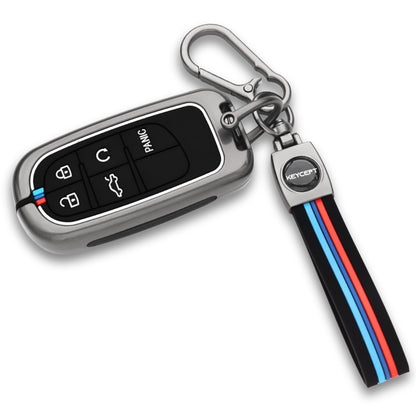 Keycept Metal Alloy Car Key Cover for Jeep Meridian, Compass, Trailhawk 5 Button Smart Key with keychain (Type M2)