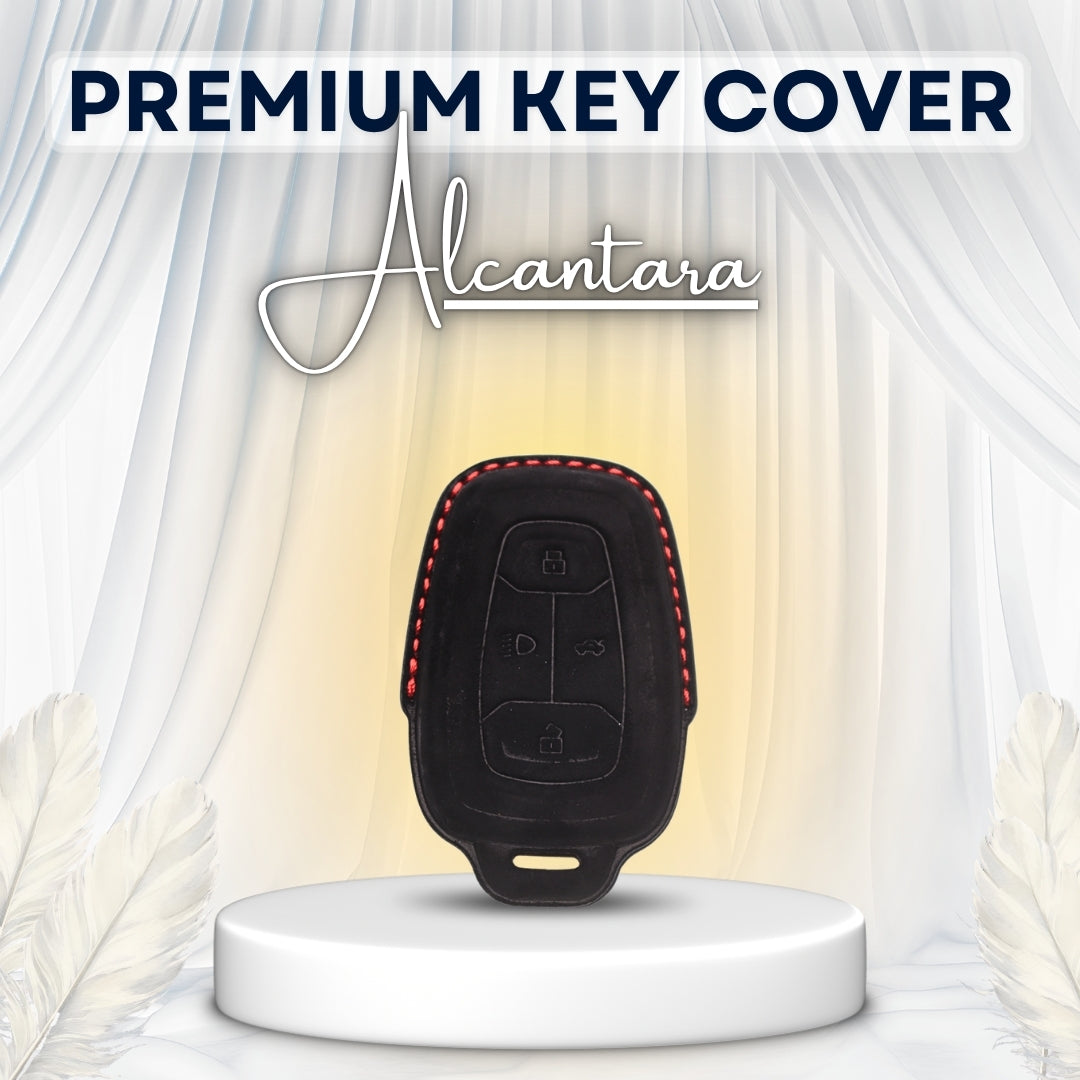 TATA Alcantara Crest Car Key Cover with Keychain (Type 10)