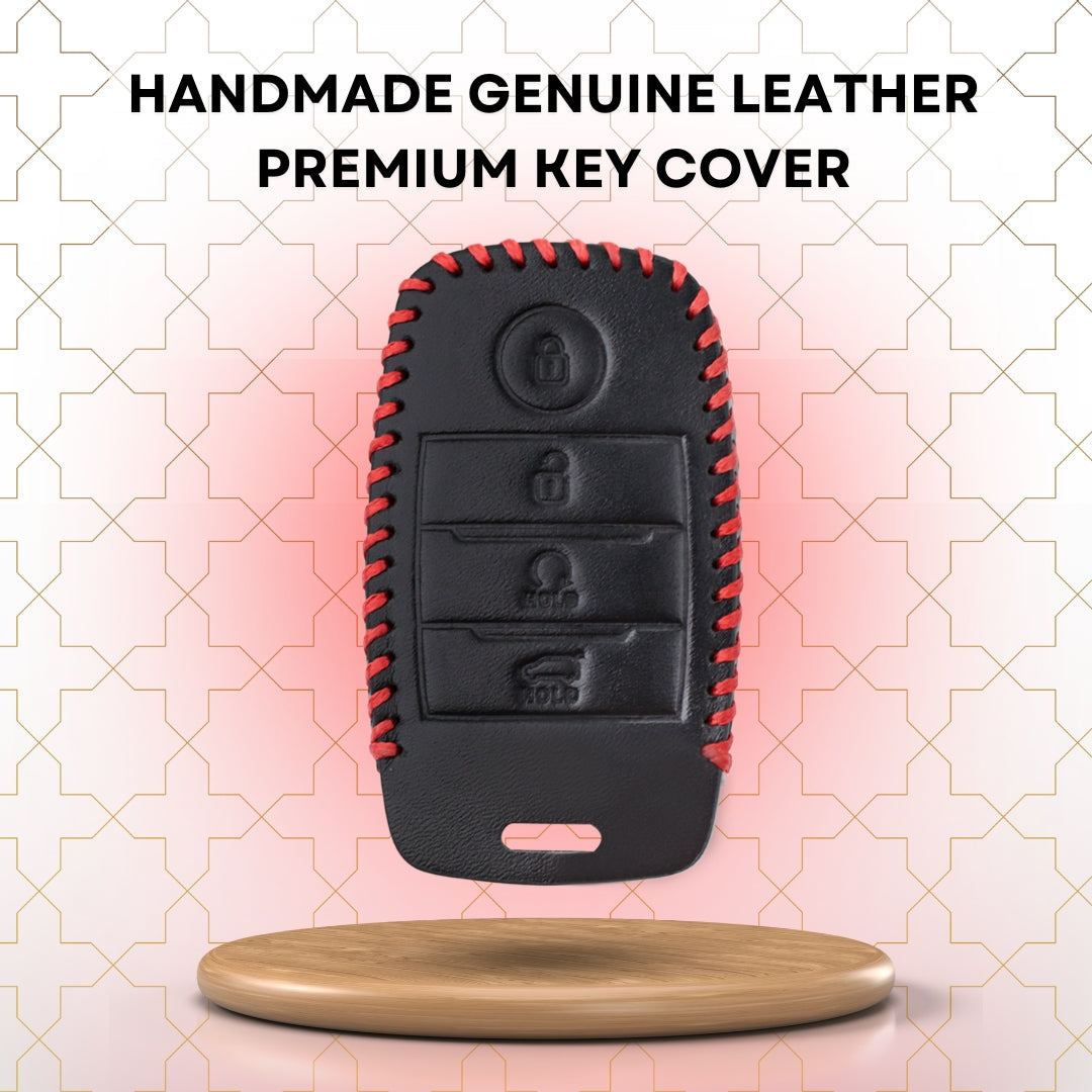 keycept leather key cover seltos sonet carens 4 button smart shell case