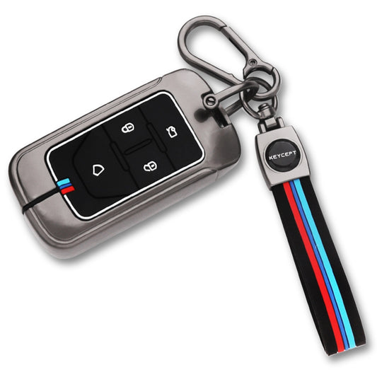 Metal Alloy Key Cover Compatible for Vinfast 4 Button Smart Key with Keychain (Type M2)