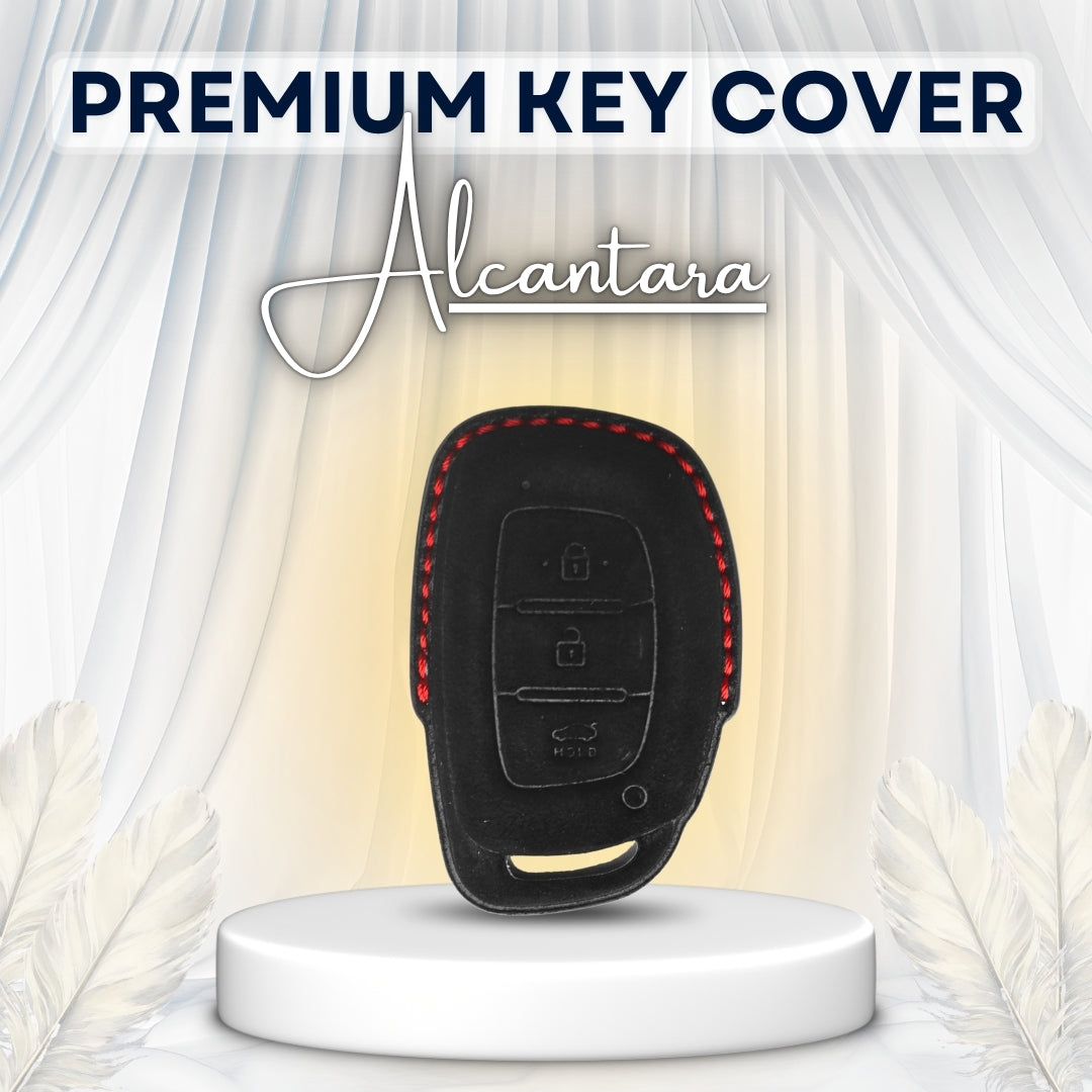 Hyundai Alcantara Crest Car Key Cover with Keychain (Type K10)