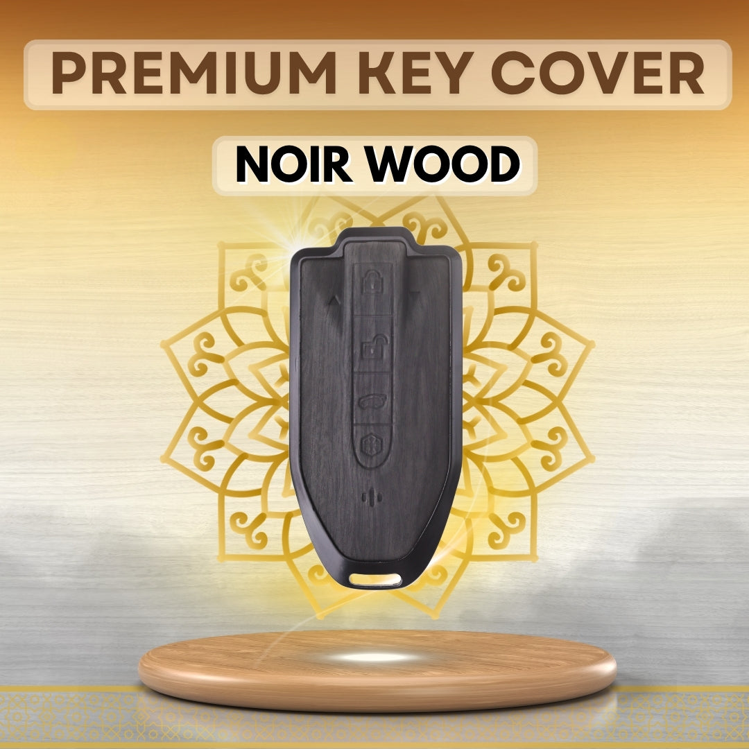 Mahindra Noir Wood Car Key Cover with Keychain (Type M8)
