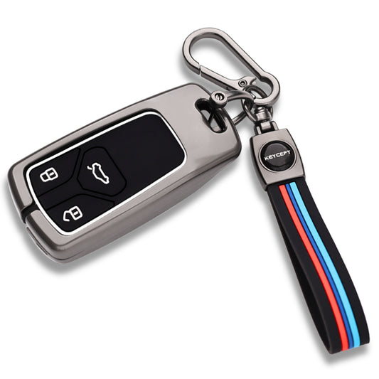 Audi Metal Alloy Key Cover with Keychain (Type M2).