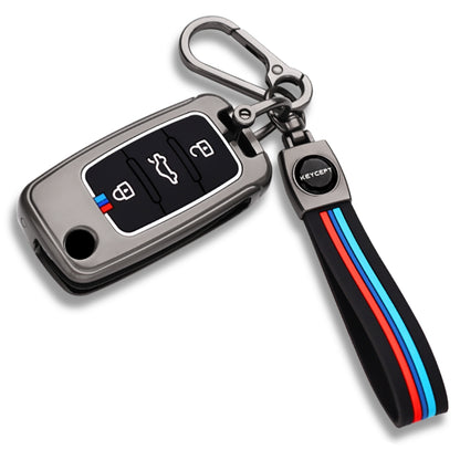 Skoda/ Volkswagen Metal Alloy Key Cover with Keychain (Type M2)