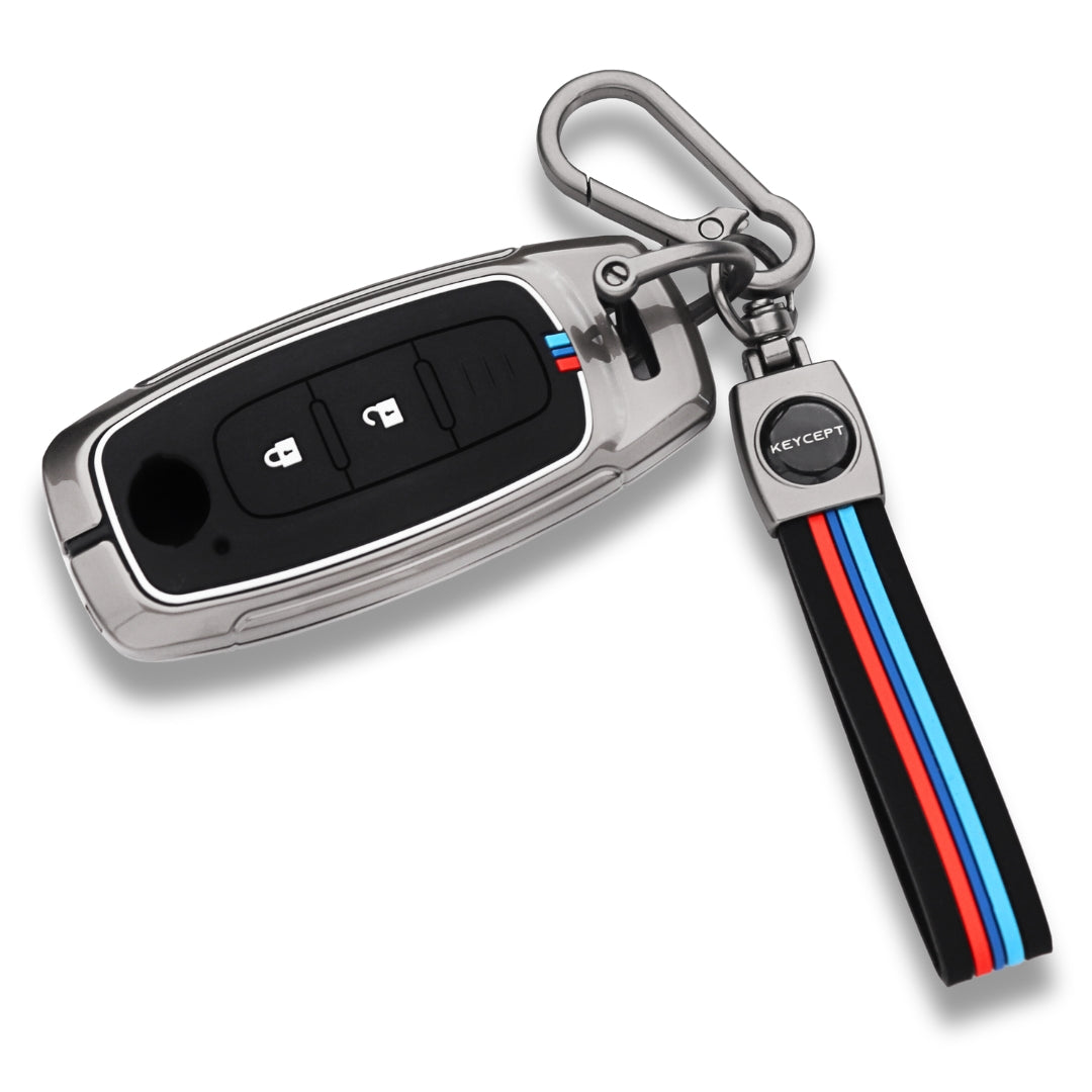 Keycept Metal Alloy Car Key Cover for Nissan Magnite 2 Button Smart key with keychain (Type M2)