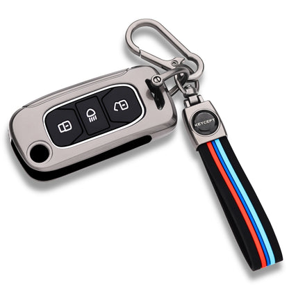 Tata Metal Alloy Key Cover with Keychain (Type M2)