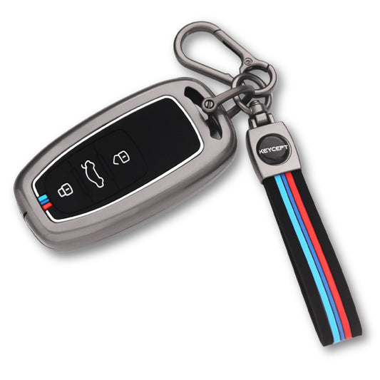 Audi Metal Alloy Key Cover with Keychain (Type M2)