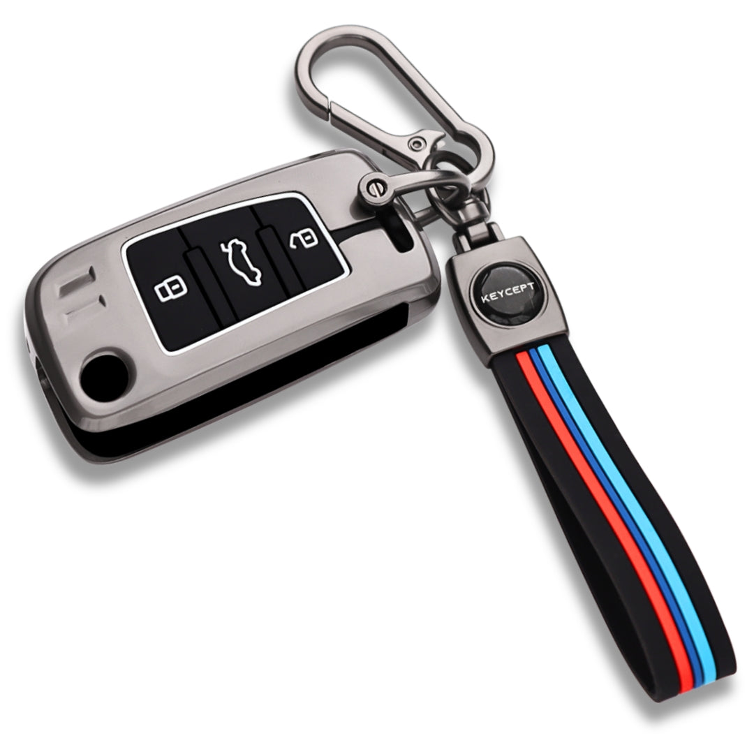 Audi Metal Alloy Key Cover with Keychain (Type M2).