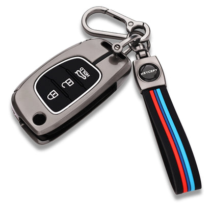 Hyundai Metal Alloy Key Cover with Keychain (Type M2)