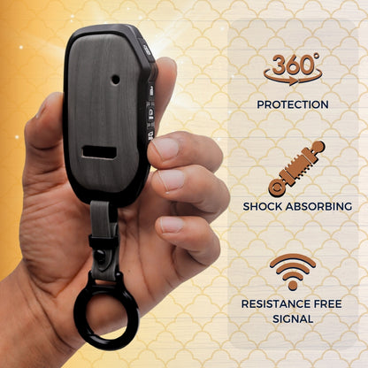 Kia Noir Wood Car Key Cover with Keychain (Type M8)