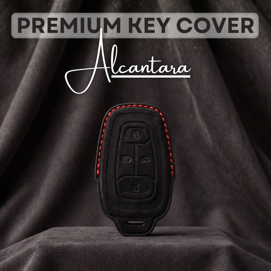 TATA Alcantara Crest Car Key Cover with Keychain (Type 10)