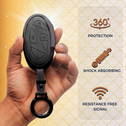 Hyundai Noir Wood Car Key Cover with Keychain (Type M8)
