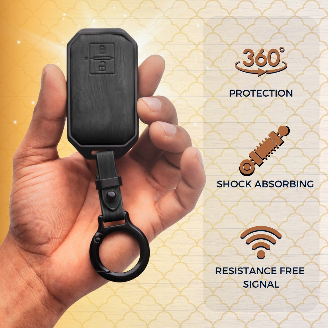 Suzuki Noir Wood Car Key Cover with Keychain (Type M8)