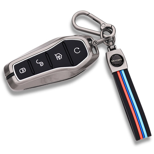 keycept Metal key cover For BYD Atto-3 4 Button Smart Key with Keychain M2.