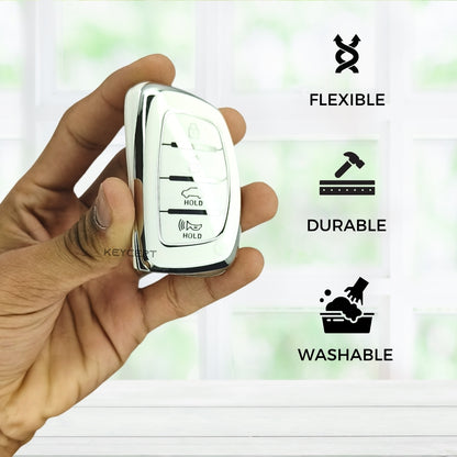 Hyundai Silver Line TPU Key Cover with Keychain