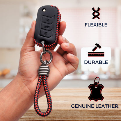 Mahindra Classic Leather Key Cover with Keychain K9