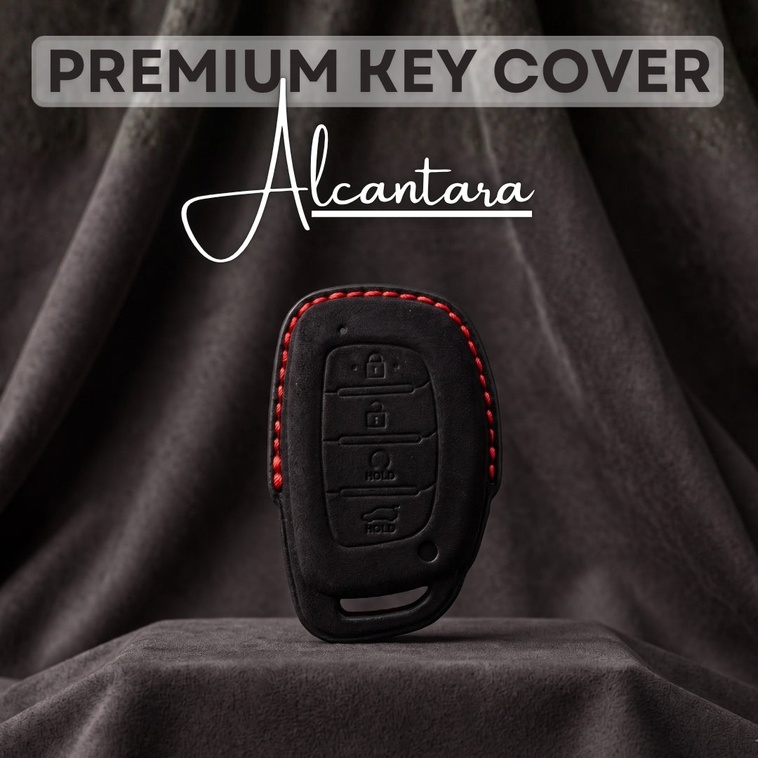 Hyundai Alcantara Crest Car Key Cover with Keychain (Type K10)