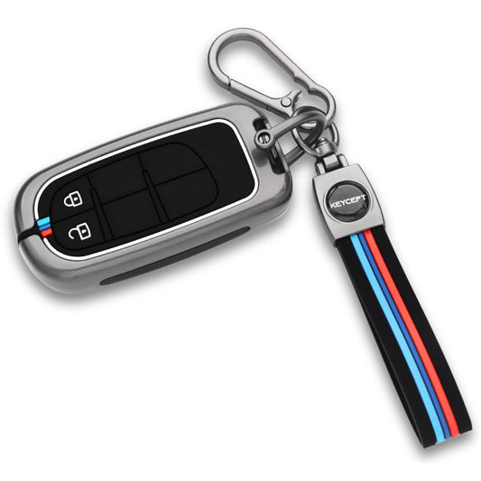 Keycept Metal Alloy Car Key Cover for Jeep Meridian, Compass, Trailhawk, 2 Button Smart Key with keychain (Type M2)