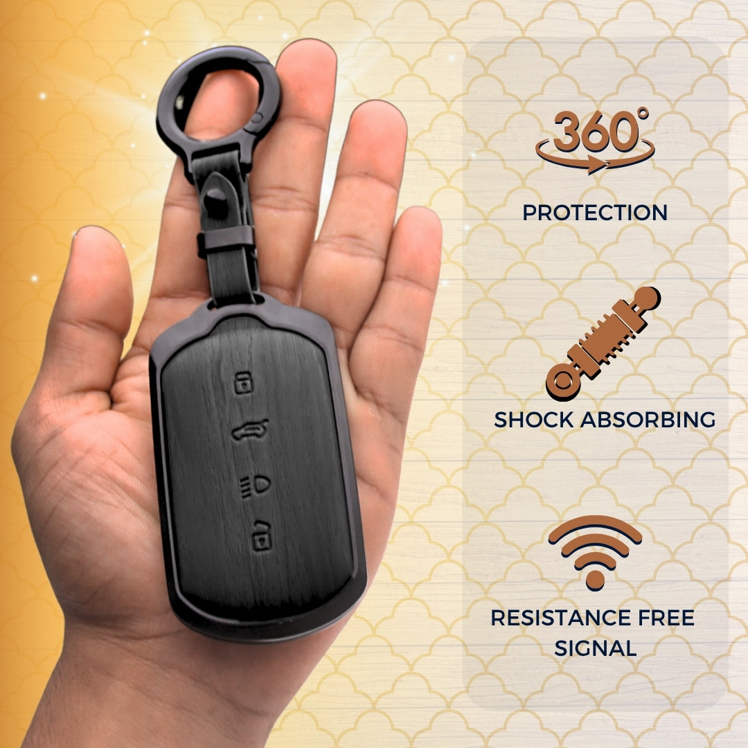 Tata Noir Wood Car Key Cover with Keychain (Type M8)