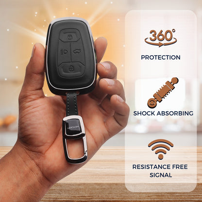 Tata Titanium Genuine Leather Car Key Cover  with Keychain (Type M7)