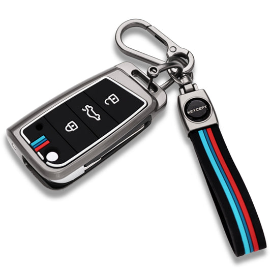 Skoda/ VW Metal Alloy Key Cover with Keychain (Type M2)