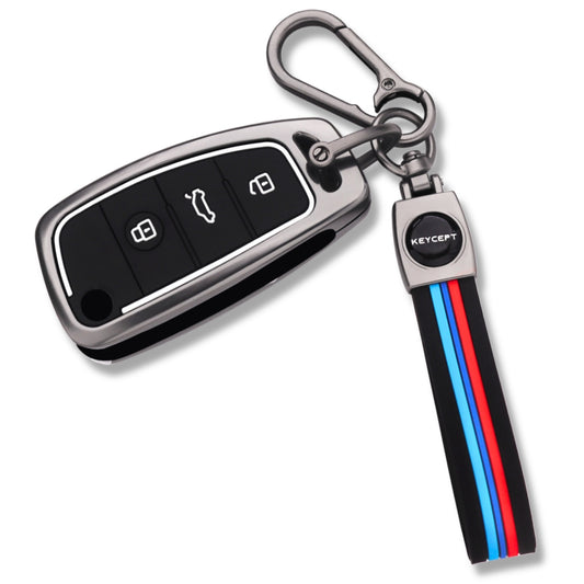 Audi Metal Alloy Key Cover with Keychain (Type M2).