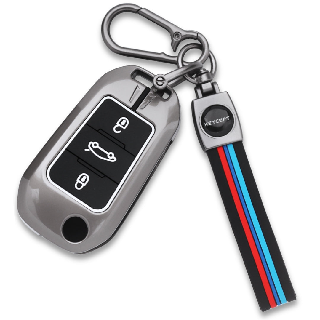 Keycept Metal Silicone car key cover  With Keychain.(Type M2)
