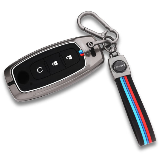 Metal Alloy Key Cover Compatible for Nissan Magnite 3 Button Smart Key with Keychain (Type M2)