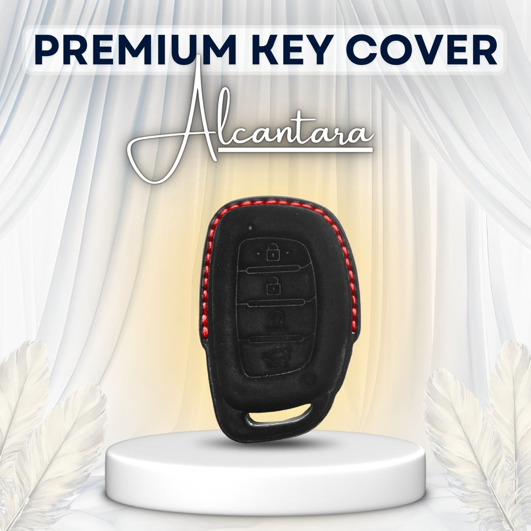 Hyundai Alcantara Crest Car Key Cover with Keychain (Type K10)