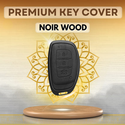 Hyundai Noir Wood Car Key Cover with Keychain (Type M8)